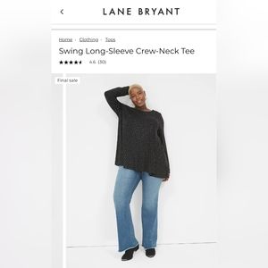 LANE BRYANT Sz 18/20 Eggplant Long Sleeved Swing Tee